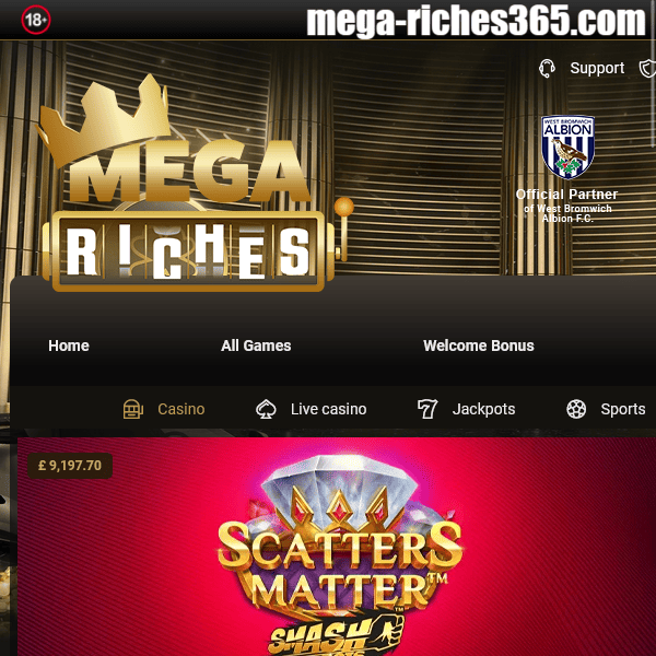 Mega Riches Homepage with Scatters Matter game
