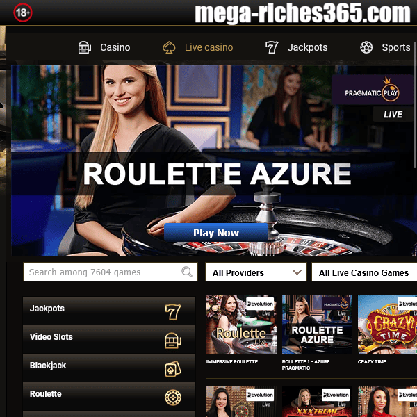 Mega Riches Live Casino Roulette Azure
